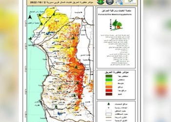 منصة فيرمو: ارتفاع مؤشر خطورة الحرائق في غابات شمال غرب سورية اليومين القادمين
